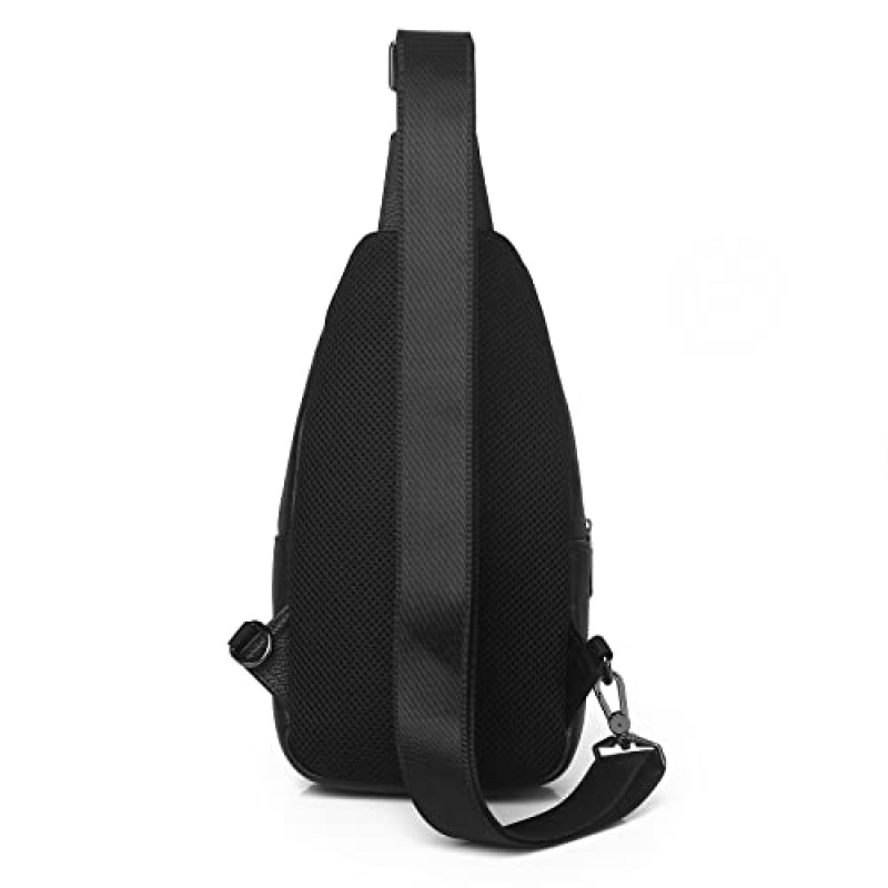 Kkmilamila 1PCS 정품 가죽 작은 배낭 슬링 가방 USB 충전 포트 및 1pcs 카드 홀더 지갑과 ​​가슴 가방 어깨 가방.