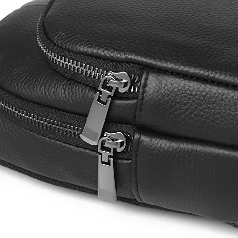 Kkmilamila 1PCS 정품 가죽 작은 배낭 슬링 가방 USB 충전 포트 및 1pcs 카드 홀더 지갑과 ​​가슴 가방 어깨 가방.