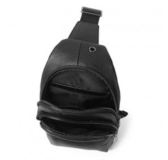 Kkmilamila 1PCS 정품 가죽 작은 배낭 슬링 가방 USB 충전 포트 및 1pcs 카드 홀더 지갑과 ​​가슴 가방 어깨 가방.