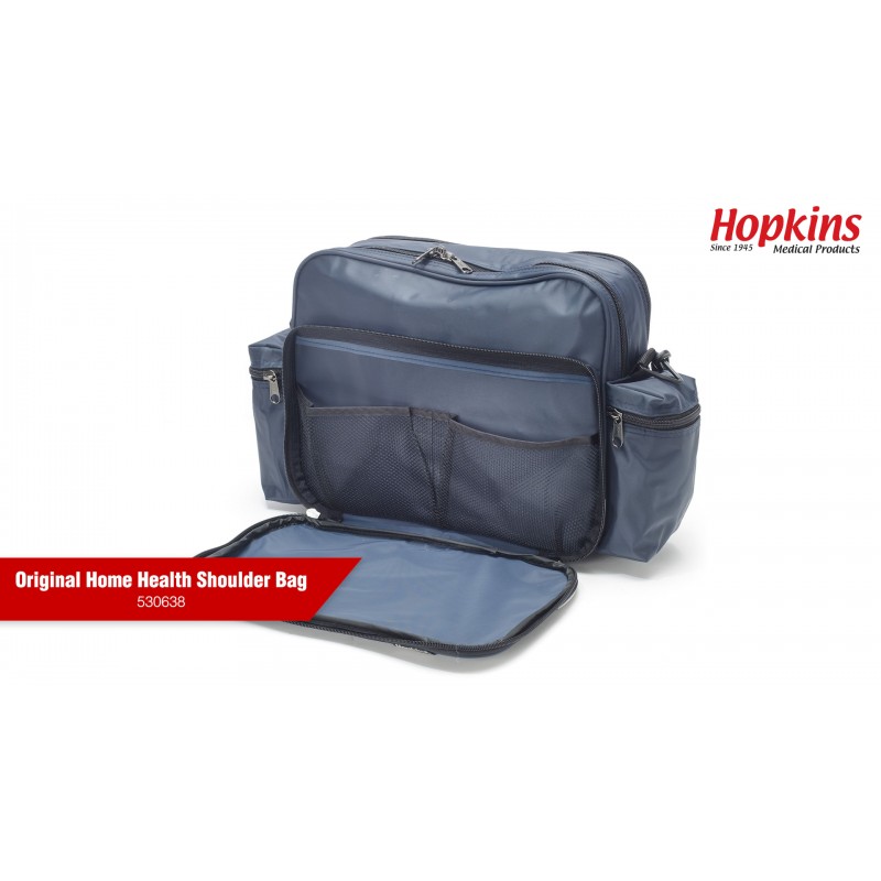 Hopkins Medical Products 오리지널 홈 헬스 숄더백, 70D 방수 나일론, 쉽게 접근할 수 있는 접이식 수납공간, 궁극의 편안함을 위한 조절 가능한 스트랩, 14x11x7인치, 블랙
