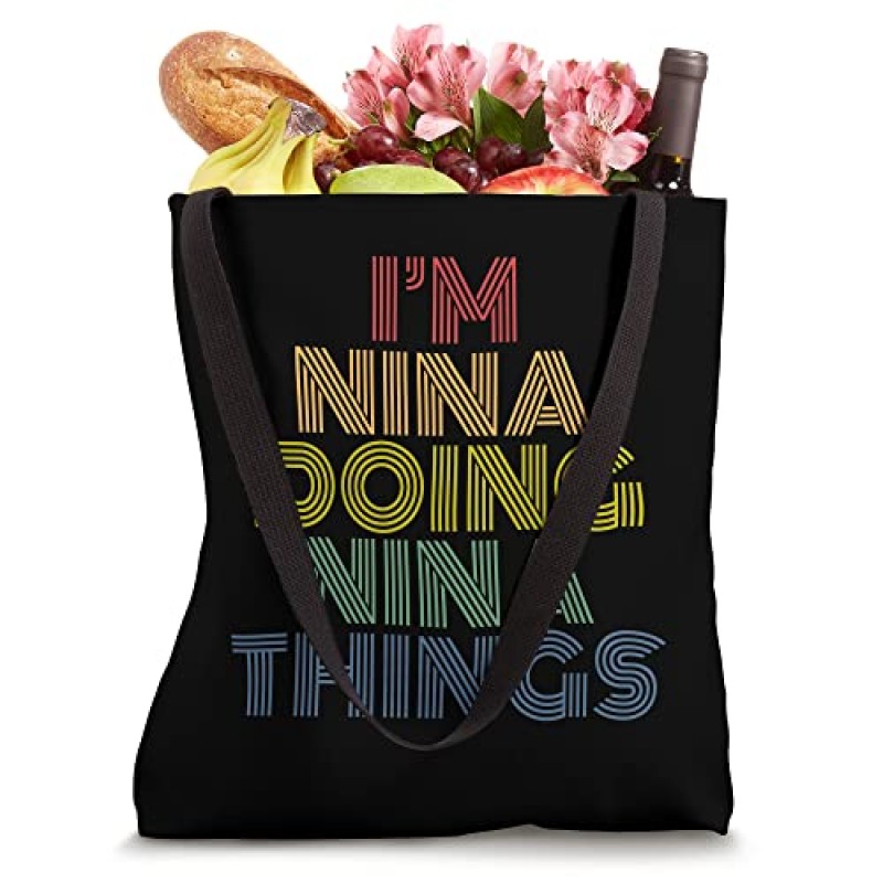 나는 Nina Doing Nina Things 개인 이름 토트백