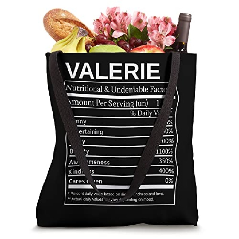 Valerie 영양 성분 재미있는 냉소적 개인 이름 토트백