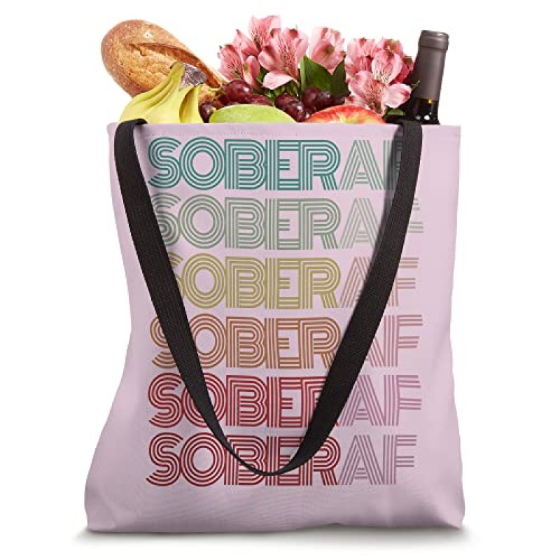웃긴 SOBER AF 복고풍 절주 12 단계 AA 프로그램 그루비 60년대 토트 백
