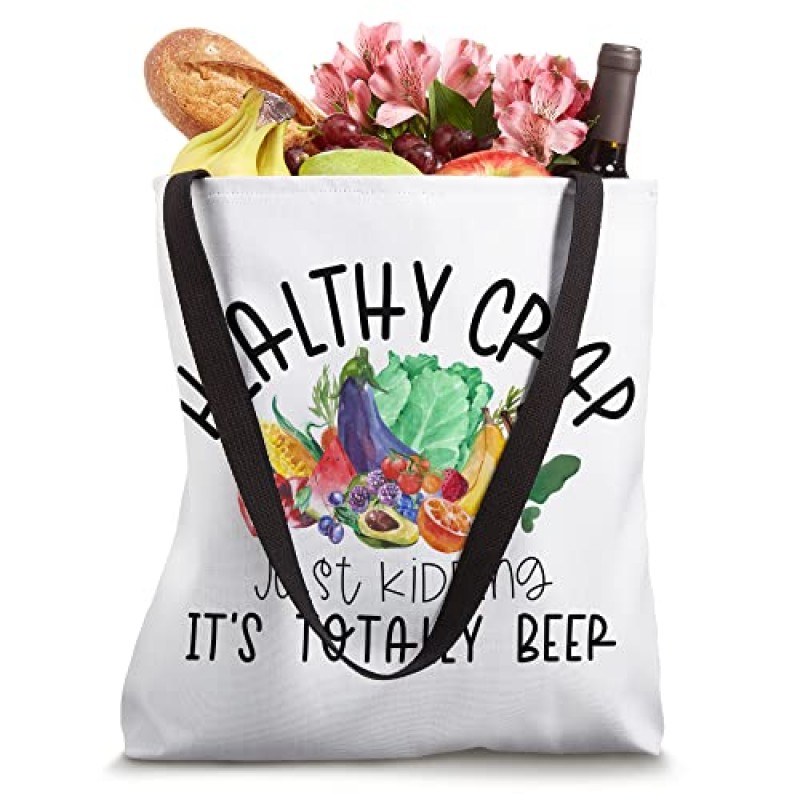 Healthy Crap Just Kidding Its Beer 코튼 캔버스 토트백 토트백