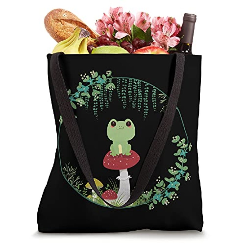 Cottagecore Aesthetic Kawaii 개구리 고블린코어 귀여운 버섯 토트백