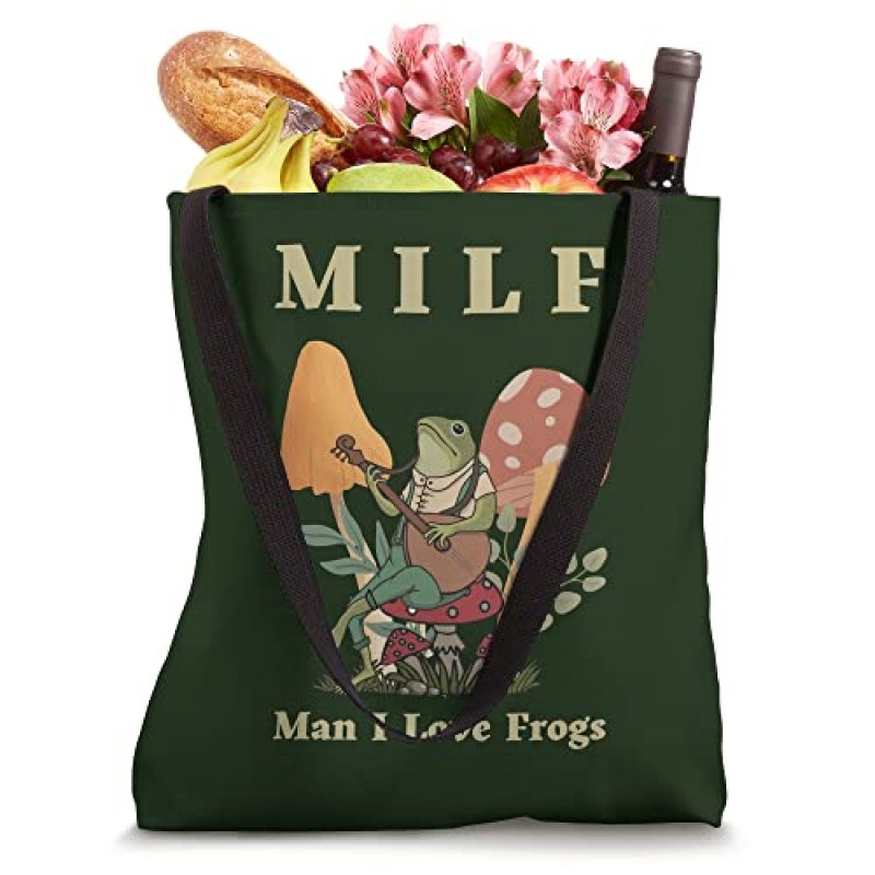Cottagecore 웃긴 MILF 남자 I Love Frogs 빈티지 두꺼비 복고풍 토트 백