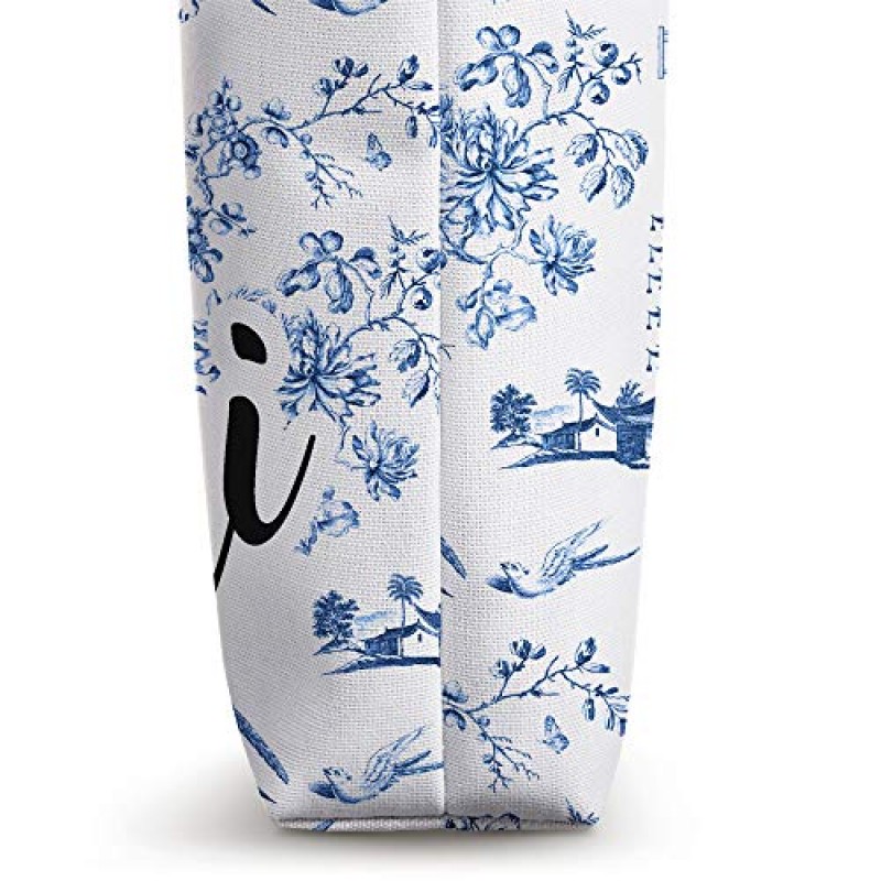 Mimi Gift Blue Chinoiserie Pagoda Toile 맞춤형 선물 토트백