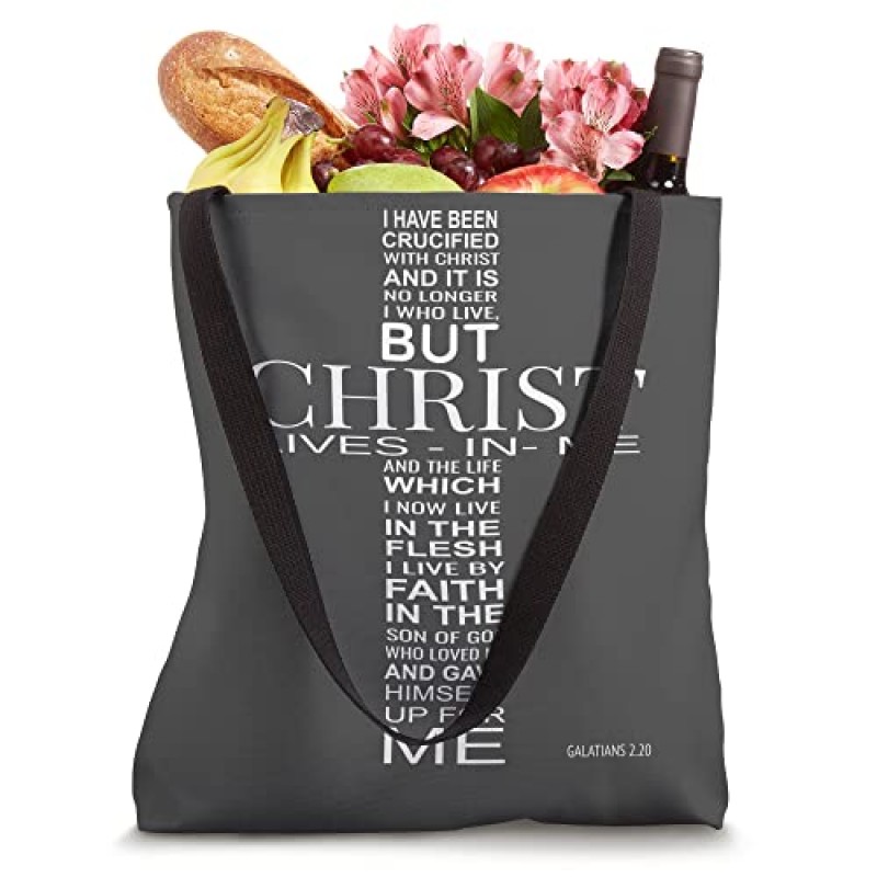 나는 그리스도와 함께 십자가에 못 박혔습니다 갈라디아서 2:20 Christian Tote Bag