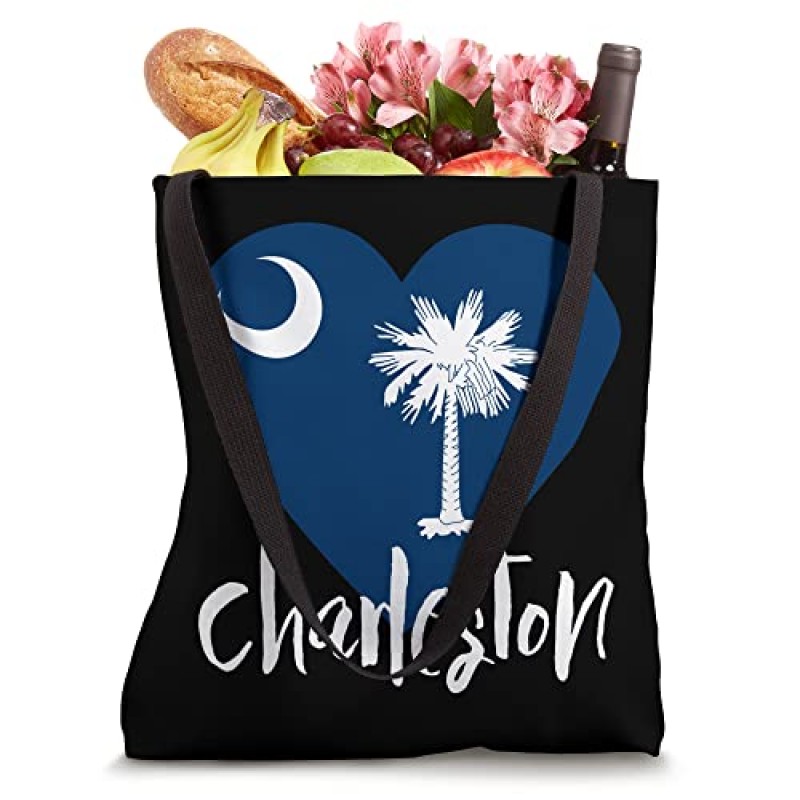 I Love Charleston 사우스 캐롤라이나 시티 SC 플래그 하트 토트 백