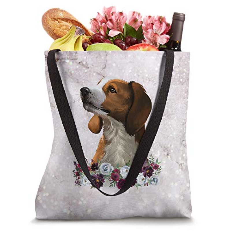 미국 영어 Redtick Coonhound Dog 꽃무늬 토트백
