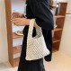 여성 클러치 핸드백 토트 코튼 크로 셰 뜨개질 버킷 탑 핸들 Drawstring 여름 해변 짠 낚시 그물 파우치 지갑