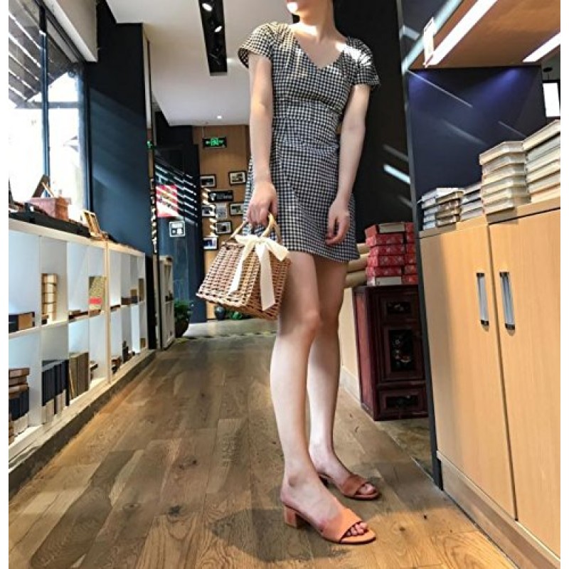QTMY 활 등나무 짠 가방 밀짚 가방 탑 핸들 고리 버들 바구니 핸드백 Boho 스타일 비치 가방 꽃 바구니