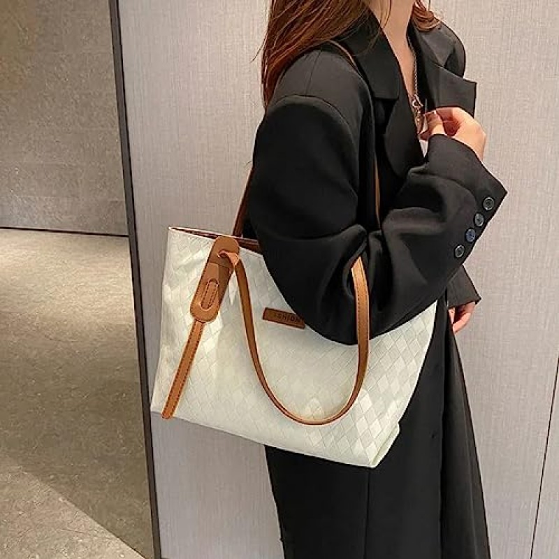 토트 백 여성용 비건 가죽 핸드백 탑 핸들 숙녀 어깨 가방 여성 Weekender Bag 구매자 핸드백