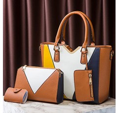 NICOLE & DORIS 여성 핸드백 패션 컬러 블록 숄더 백 대형 토트 백 크로스 바디 백 클러치 백 4-in-1 Set Bag