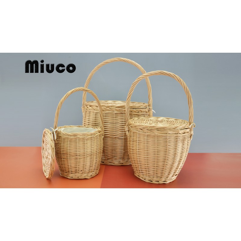Miuco 여성용 고리버들 바구니 가방 뚜껑 핸드백이 달린 수제 밀짚 등나무 대나무 가방