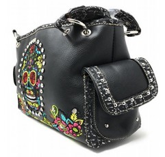 텍사스 웨스트 여성용 자수 금속 해골 지갑 핸드백 및 지갑 세트 7가지 색상