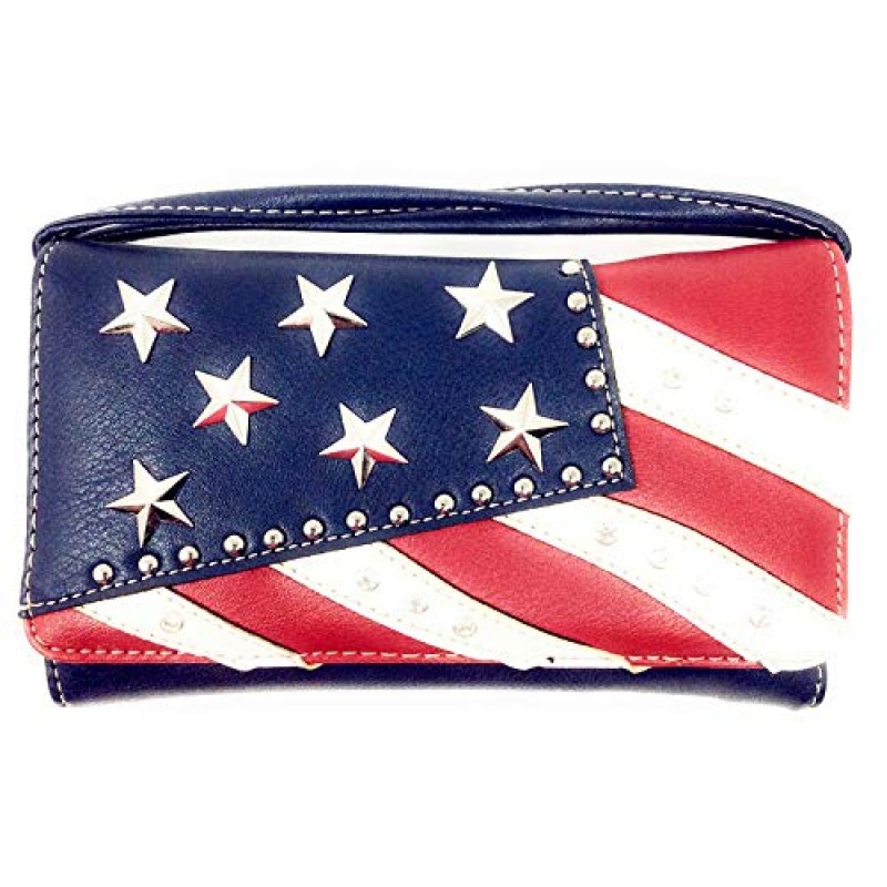 미국 국기 라인스톤 숨겨진 캐리 핸드백, 멀티 컬러 지갑