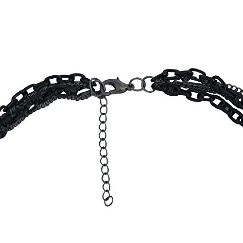 DragonWeave 쥬얼리 디럭스 고딕 십자가 레트로 80 마돈나 다층 블랙 & 건메탈 체인 롱 멀티 스트랜드 목걸이