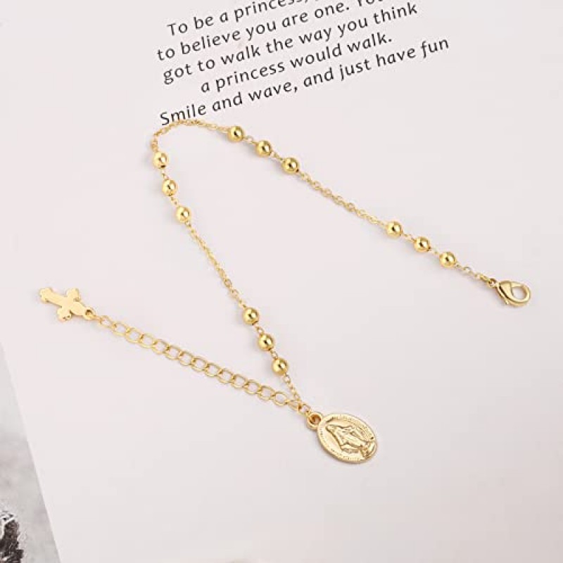 18K 골드 도금 링크 체인 팔찌 Dainty Bead Ball Chain Boho 커프 팔찌 팔찌 여성용 Teen Girls