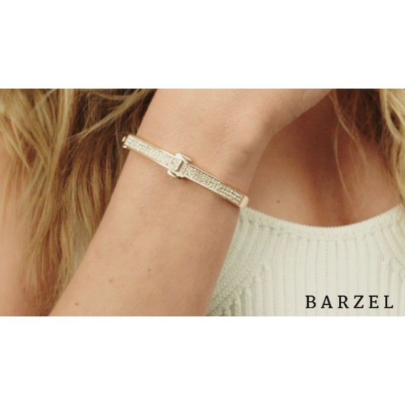 Barzel 18K 골드 도금 크리스탈 벨트 뱅글 여성용(골드)