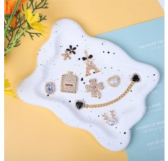 여자를위한 22PCS 골드 블링 쥬얼리 꽃 디자이너 신발 매력 방해 샌들에 대한 체인 액세서리와 여성 진주 라인 석