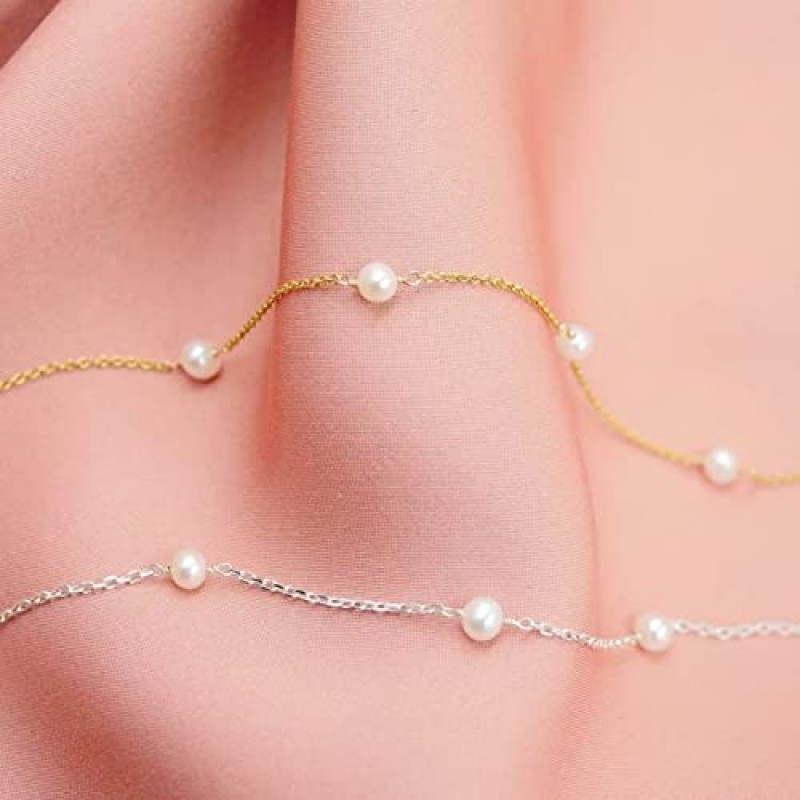CAROVO 여성을위한 우아한 진주 펜던트 목걸이 14k 골드 도금 Barque 진주 체인 목걸이 선물을위한 섬세한 수제 교양 진주 목걸이 매일 보석