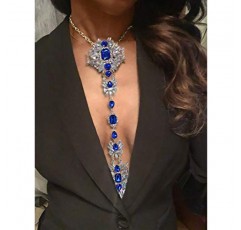 ELABEST Boho 라인 석 선언문 가슴 체인 크리스탈 목걸이 바디 체인 여름 해변 바디 쥬얼리 액세서리 여성과 소녀를위한