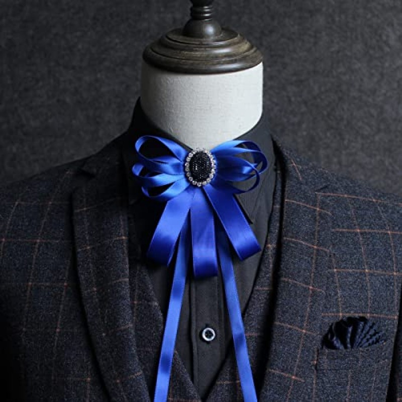 남성용 나비 넥타이 여성용 Pre-Tied Bowknot Bow Tie 여성용 패션 리본 보우 브로치 넥타이 라인 석 브로치 핀 셔츠 액세서리