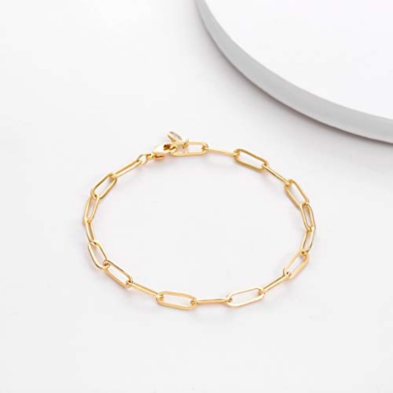 MEVECCO 여성용 팔찌 14K 골드 도금 Dainty Chain Simple Jewelry 귀여운 소녀용