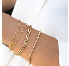 MEVECCO 여성용 팔찌 14K 골드 도금 Dainty Chain Simple Jewelry 귀여운 소녀용