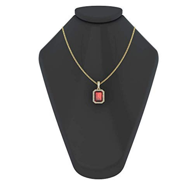 Belinda Jewelz 여성 14k 화이트/옐로우 골드 에메랄드 컷 스파클링 보석 목걸이 매달려 초커 펜던트 우아한 클래식 럭셔리 아름다운 고급 보석 액세서리 여성을위한