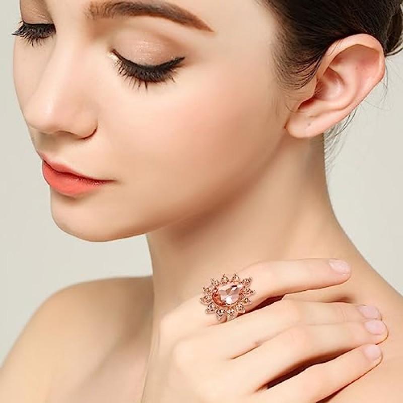 BriLove 웨딩 신부 보석 여성용 오스트리아 크리스탈 눈물 클러스터 문 목걸이 매달려 귀걸이 링크 팔찌 세트
