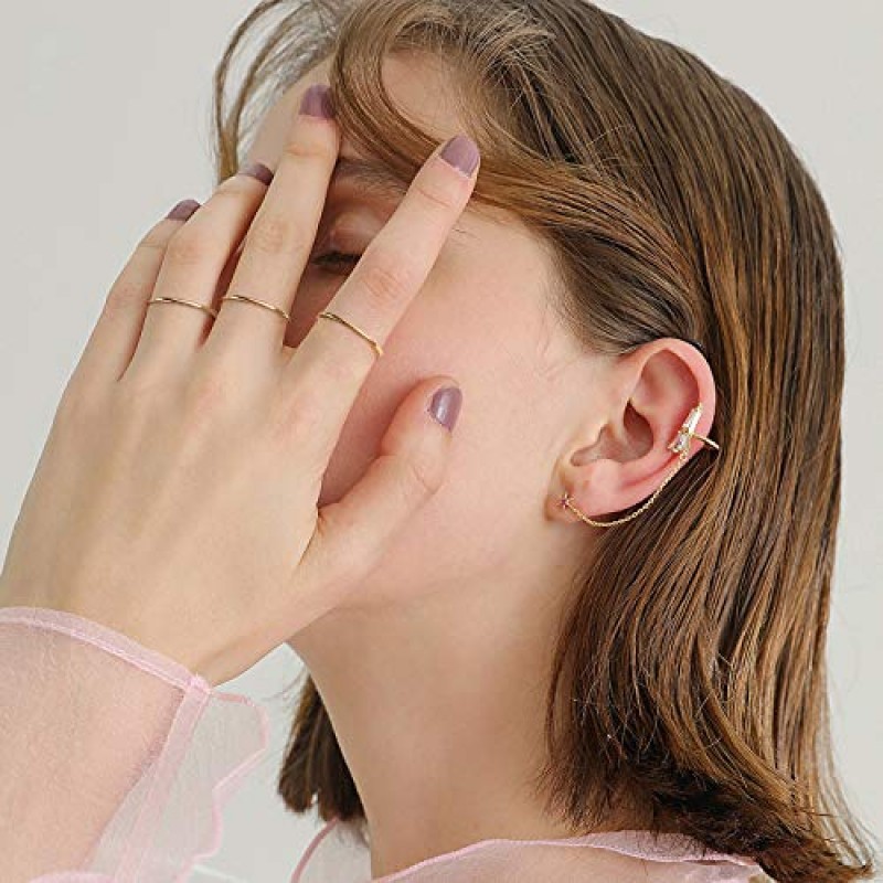 NOKMIT 1mm 14K 골드 채워진 반지 여성용 얇은 금 반지 Dainty Cute Thumb 핑키 링 Non Tarnish Comfort Fit 사이즈 4 ~ 11 1PC/2PCS/3PCS