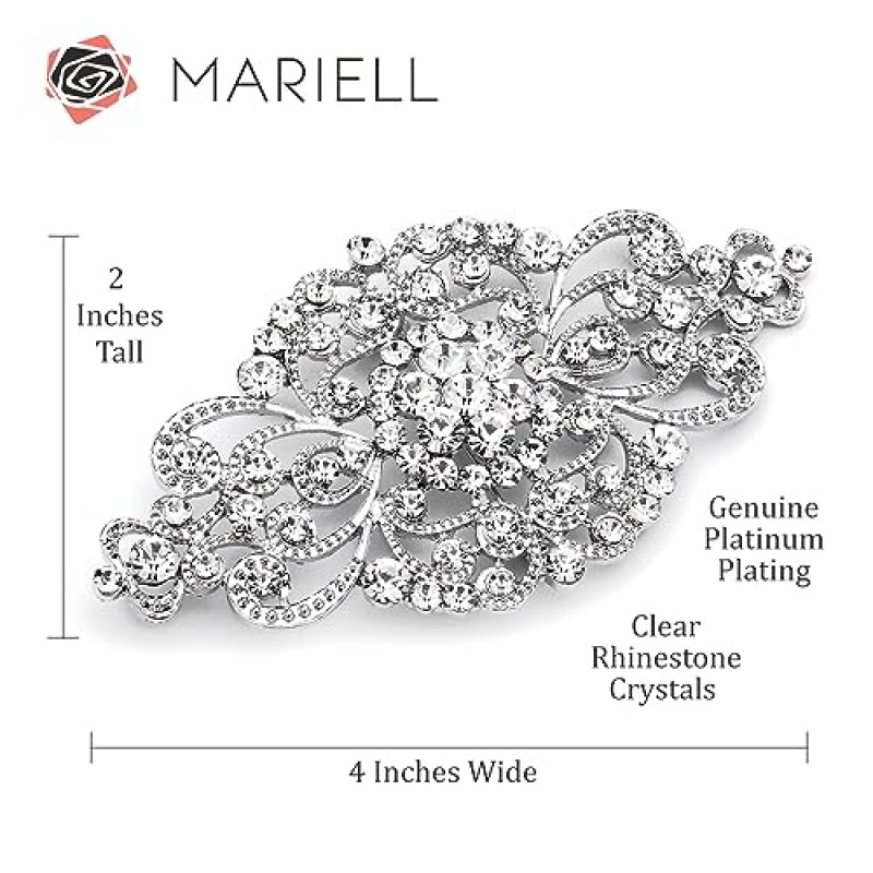Mariell 빈티지 신부 크리스탈 브로치 핀, 4
