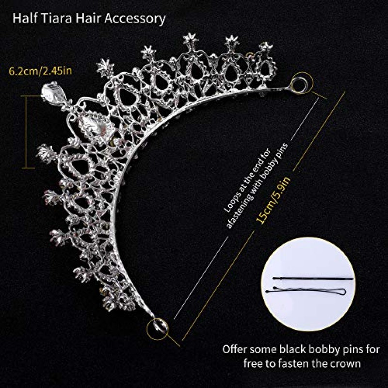 Jalisiol 신부 웨딩 쥬얼리 세트, 럭셔리 크리스탈 라인 석 헤어 액세서리 Tiaras 크라운 귀걸이 목걸이 세트 신부 웨딩 파티 파티 웨딩 드레스
