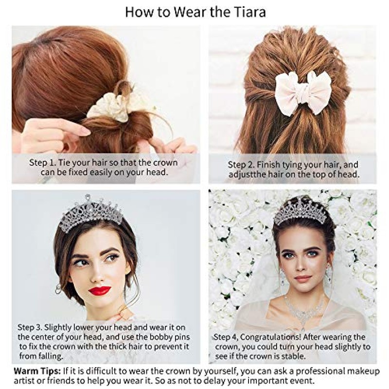 Jalisiol 신부 웨딩 쥬얼리 세트, 럭셔리 크리스탈 라인 석 헤어 액세서리 Tiaras 크라운 귀걸이 목걸이 세트 신부 웨딩 파티 파티 웨딩 드레스