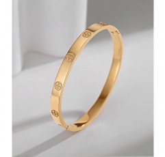 RIMRIVA 여성을위한 골드 팔찌 14K 골드 도금 우정 팔찌 팔찌 큐빅 지르코니아 스톤 스테인레스 스틸 팔찌 쥬얼리 사랑 발렌타인 여성을위한 크리스마스 선물 십대 소녀