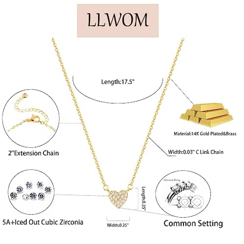 여성을위한 LLWOM 골드 목걸이, 데이비드 목걸이의 14k 골드 도금 스타 악마의 눈 크로스 펜던트 여성을위한 하트 우아한 골드 목걸이