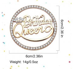 여자를위한 생일 브로치 핀 여자를위한 금속 핀 라인 석 여왕 크라운 브로치 핀 결혼식 파티 생일을위한 여자 라운드 버클 브로치