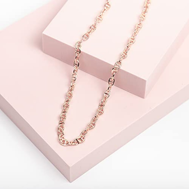 PAVOI 14K 골드 도금 커브 클립 박스 구형 비드 스네이크 헤링본 및 피가로 체인 조절 가능 목걸이