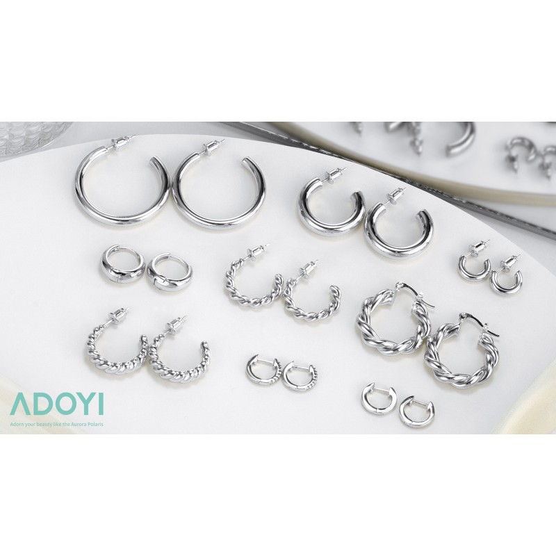 Adoyi 9 쌍 여성을위한 골드 후프 귀걸이 세트 골드 트위스트 Huggie Hoops 귀걸이 14K 18K 골드 도금 소녀 선물 경량