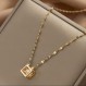 Justdouly 부티크 18K 로즈 골드 탄생석 프리미엄 큐빅 지르코니아 목걸이 여성을위한 스퀘어 다이아몬드 펜던트 쥬얼리 맞춤 선물