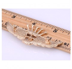 Alilang 골든 톤 클리어 라인스톤 인조 진주 크라운 천사 날개 브로치 핀
