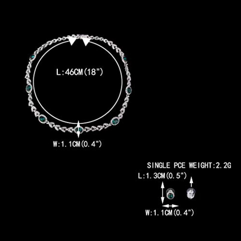 EVER FAITH 오스트리아 크리스탈 럭셔리 꽃 잎 목걸이 스터드 귀걸이 세트