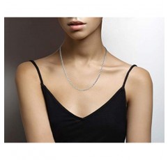Miabella 이탈리아 925 스털링 실버 3.5mm 커브 쿠바 링크 체인 목걸이, 솔리드 다이아몬드 컷 스털링 실버 체인 남성용 여성용 이탈리아산