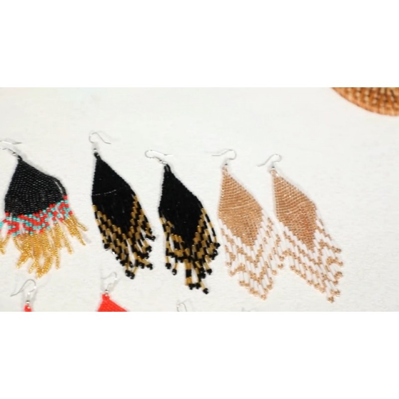 MJartoria 여성을위한 긴 파란색 술 귀걸이, Boho 귀걸이 빈티지 드롭 매달려 귀걸이 네이티브 수제 귀걸이 다채로운 진술 귀걸이 씨앗 구슬 보석 선물