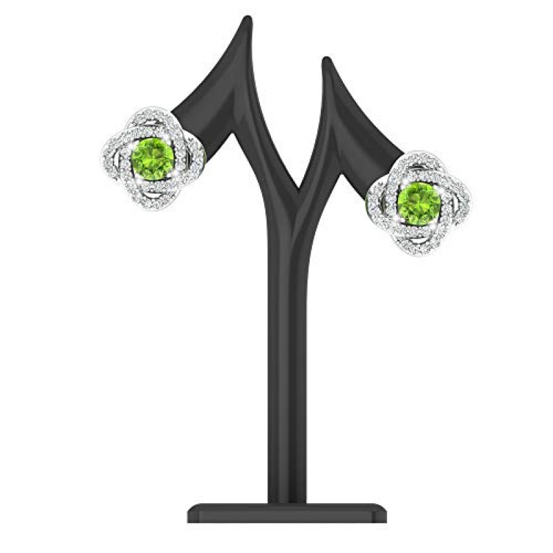 Belinda Jewelz 여성 925 스털링 실버 귀여운 사랑 매듭 반짝 이는 보석 푸시 백 스터드 귀걸이 교수형 펜던트 목걸이 아름다운 고급 보석 액세서리 세트, 1.65 캐럿
