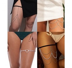 Tornito 12Pcs 허벅지 체인 스네이크 하트 진주 CZ 다리 체인 Boho 레이어드 바디 체인 여름 해변 파티 바디 쥬얼리 여성용 실버 골드 톤