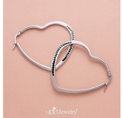 555Jewelry 여성용 하트 모양 사랑 스테인레스 스틸 대형 진술 후프 귀걸이