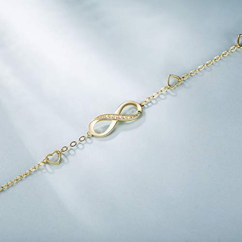 Billie Bijoux Womens 925 스털링 실버 인피니티 앵클 팔찌 끝없는 사랑의 상징 매력 조정 가능한 대형 팔찌 여성을위한 어머니의 날 선물